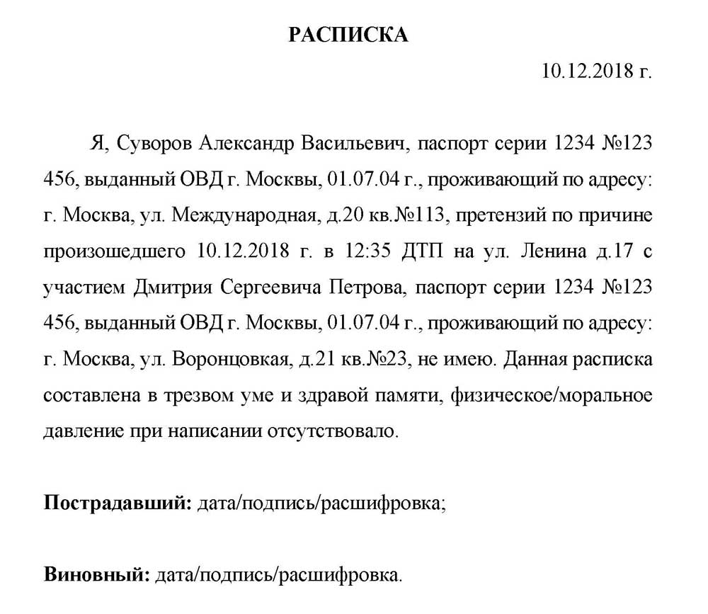 Как правильно писать расписку образец на деньги от руки